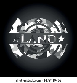 Land grey camo emblem. Vector Illustration.