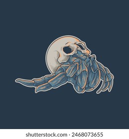 land hermit crab with skull