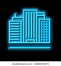 land of high rise buildings neon light sign vector. land of high rise buildings illustration