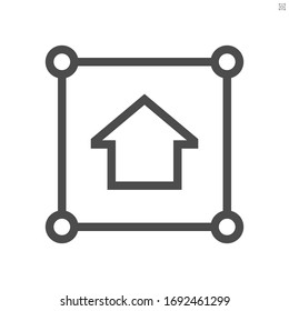 Land, home for sale vector icon. Include area, position pin point, location. Tract of land, real estate or property for owned, sale, development, rent, buy, purchase and investment to growth. 48x48 px