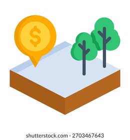 Land Icon Flat Style Vector Illustration