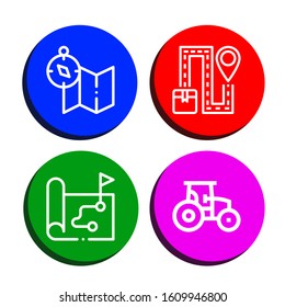 land icon set. Collection of Map, Tractor icons