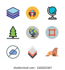 land icon set. vector set about cloudless, crop, yard and walrus icons set.