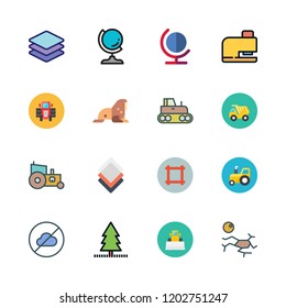 land icon set. vector set about drought, tractor, dump truck and drilling icons set.
