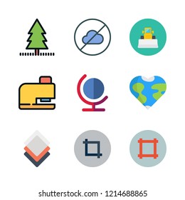 land icon set. vector set about yard, crop, layers and cloudless icons set.