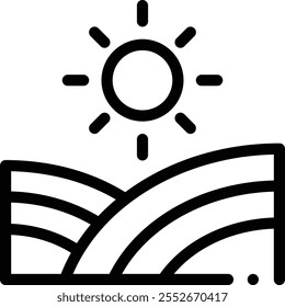 Icono de tierra. Diseño De Estilo Lineal Delgado Aislado Sobre Fondo Blanco