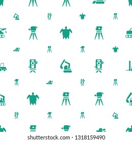 land icons pattern seamless white background. Included editable filled turtle, excavator, theodolite, level equipment, tractor icons. land icons for web and mobile.