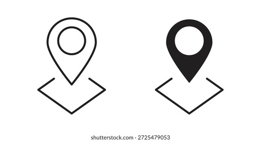 Ícone de localização da camada de terra com glifo e linha. ícones de vetor preto para IU da Web