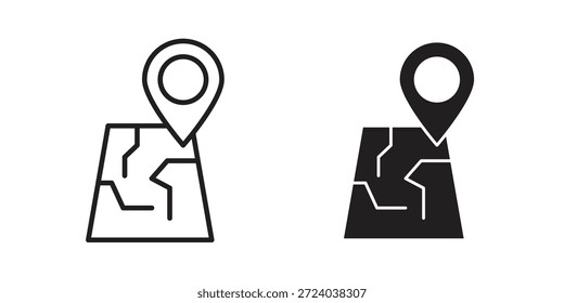 Iconos de ubicación de la capa terrestre, Vector de línea. conjunto de símbolos sólidos