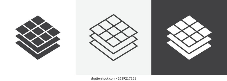 Land layers flat and liner vector icons set