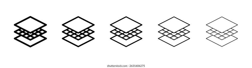 Land layers icon in black. Vector illustration for graphic design