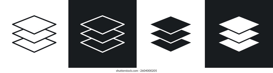 Land layers icon symbol collection on white background.