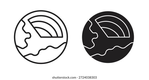 Iconos de capas terrestres, Vector de línea. conjunto de símbolos sólidos