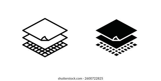 Land layers icons set for apps and web ui designs. simple isolated graphics.