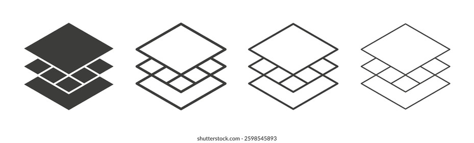 Land layers line icon vector illustration set.