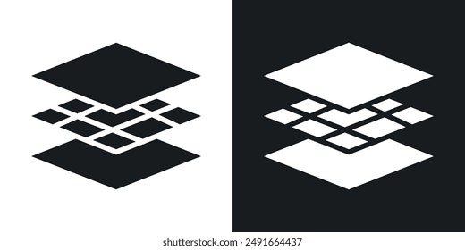 Land layers vector icon set in solid style.