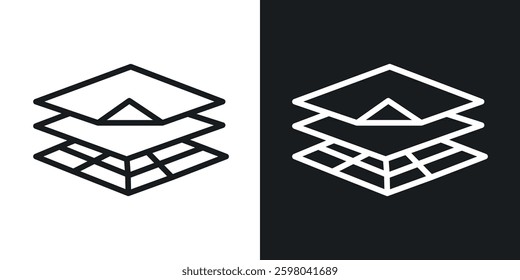 Land layers vector icon set in black and white color.