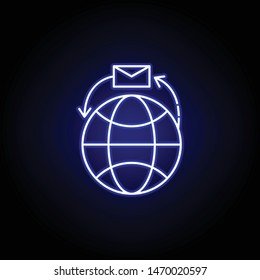 land letter shipping line icon in blue neon style. Set of logistics illustration icons. Signs, symbols can be used for web, logo, mobile app, UI, UX