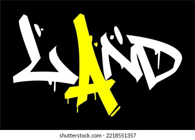 land lettering vector design with a cool and unique lettering style. with simple colors yellow and white