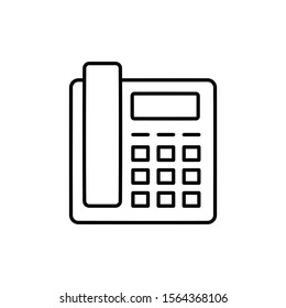Land line phone icon. Outline thin line flat illustration. Isolated on white background. 