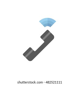 Land line telephone icon in flat color style. Communication, local, vintage 
