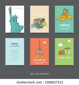 land mark travel and holiday set vector. poster or banner design.