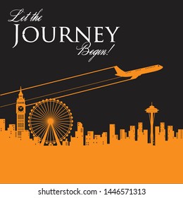 land mark for travel poster and postcard let the journey begin 