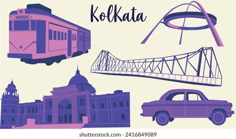 land marks of Kolkata illustration