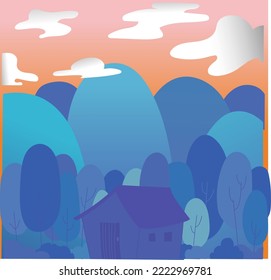 Land with Mountain and many trees 