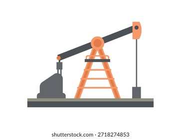 Plataforma petrolera terrestre. Ilustración plana simple
