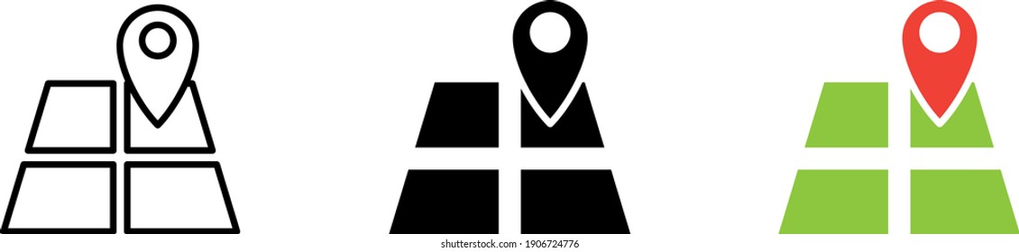 land on map icon , vector