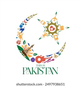 the land of Pakistan covering crescent and star 