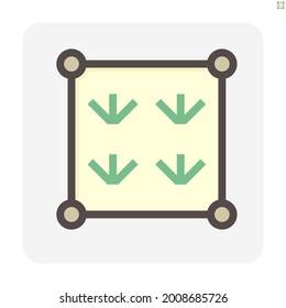 Land plot for agriculture vector icon. Consist of plant in area, position pin point of location. Plot of land on earth for agriculture farm, farmland or plantation i.e. crop, rice, paddy. 48x48 pixel.