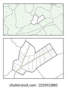 Land plot plan map. Technical scheme vector illustration.