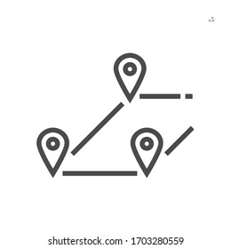 Land Plot Or Land Lot Vector Icon. Position Pin Point And Boundary Line To Show Location And Area. Tract Of Land For Owned, Sale, Development, Buy And Investment To Growth, Profit And Value. 64x64 Px.