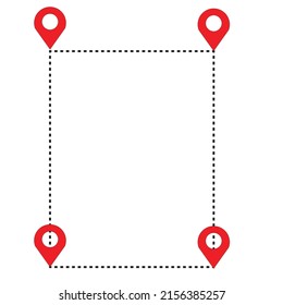 Land plot or land lot vector icon. Position pin point and boundary line to show location and area. Tract of land for owned, sale, development, buy and investment to growth, profit and value.