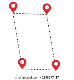 Land plot or land lot vector icon. Position pin point and boundary line to show location and area. Tract of land for owned, sale, development, buy and investment to growth, profit and value.