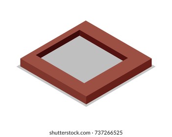 Land preparation under building isometric 3D icon. Construction stages of countryside house, low poly model of rural real estate vector illustration.