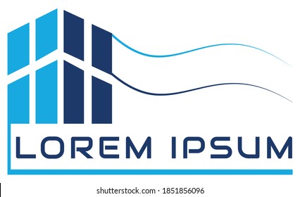 Propiedades de la tierra Logotipo, logotipo de desarrollo y propiedades, icono comercial y comercial, logotipo de construcción, complejo comercial, 