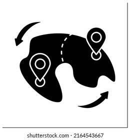 Land Redistribution Glyph Icon.Laws, Regulations Or Customs Regarding Land Ownership. Deglobalisation Concept. Filled Flat Sign. Isolated Silhouette Vector Illustration