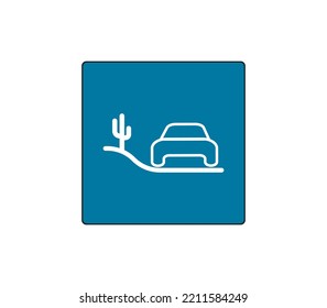 Land Road Sign. Car Traction System Control Sign. Modern Car Sketch Drawing. Editable Line Icon.