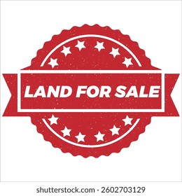 Land For Sale round stamp icon grunge distressed style.