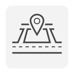 Land for sale vector icon. Consist of empty area, position pin point, road, location. That tract of land for owned, sale, development, rent, buy. And investment to growth, profit, wealth and value.