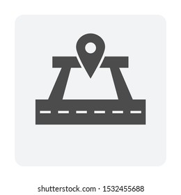 Land for sale vector icon. Consist of empty area, position pin point, road, location. That tract of land for owned, sale, development, rent, buy. And investment to growth, profit, wealth and value.