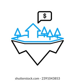 Land for sale vector icon. That tract of land for owned, sale, development, rent, buy. And investment to growth, profit, wealth and value.