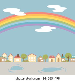 land scape with rainbow vector illustration.