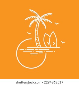 Land in the sea monoline badge