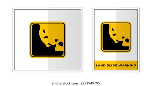 Land slide warning Sign Label Symbol Icon Vector Illustration