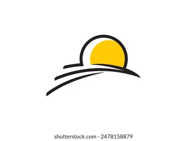 land with sun logo, creative agriculture farm design symbol template