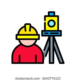 Land Survey Icon Lineal Color Vector Illustration
